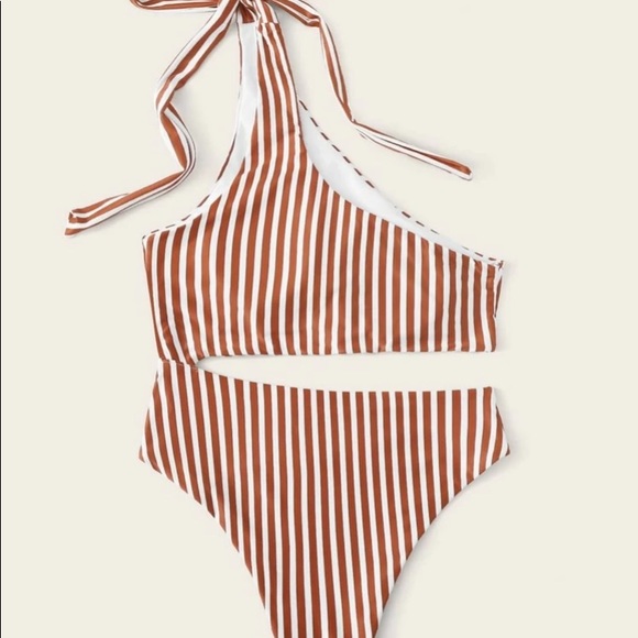 !!SOLD!! Striped One Piece Swim W/ Bow Shoulder - Picture 5 of 6